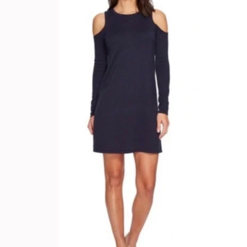 Lilly Pulitzer Faire Cold Shoulder Wool-Blend Metallic Sweater Dress Grey✨